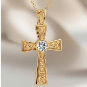Dainty CZ Cross Pendant: Sterling Silver Religious Jewelry